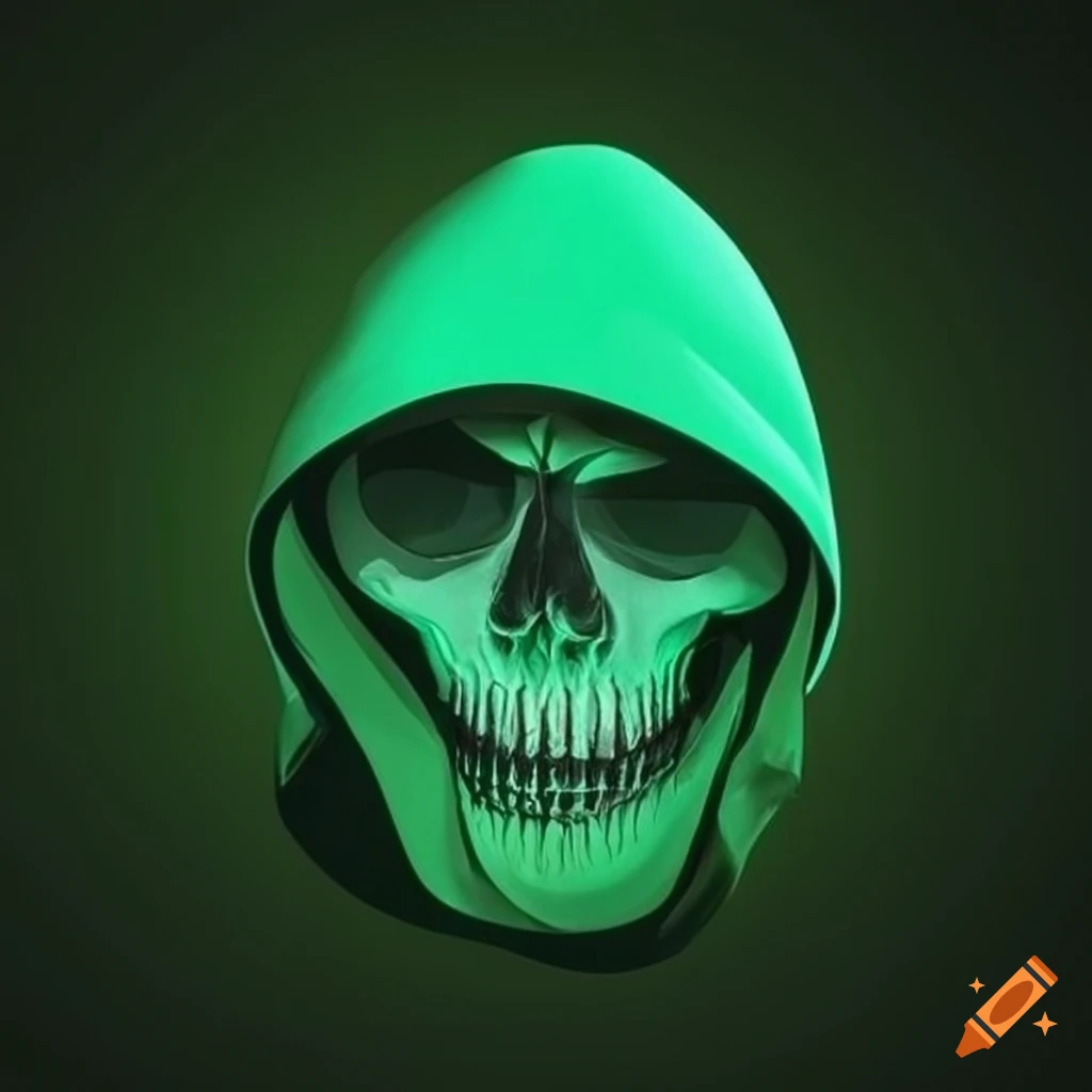 Green hooded skull logo