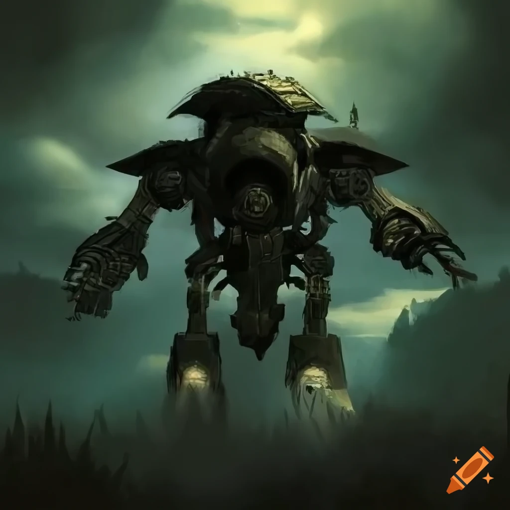 Warhammer 40k logo with a warlord titan on Craiyon