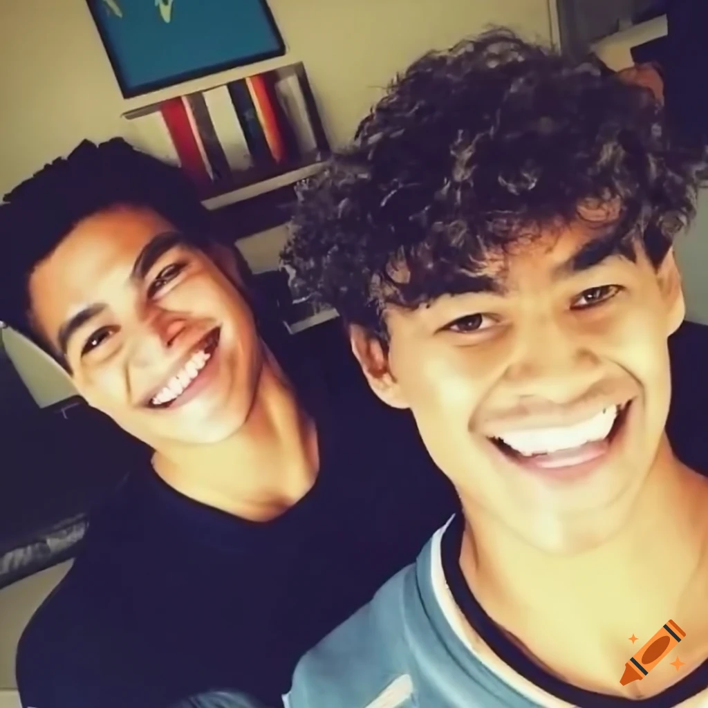 group selfie of college friends in a dorm