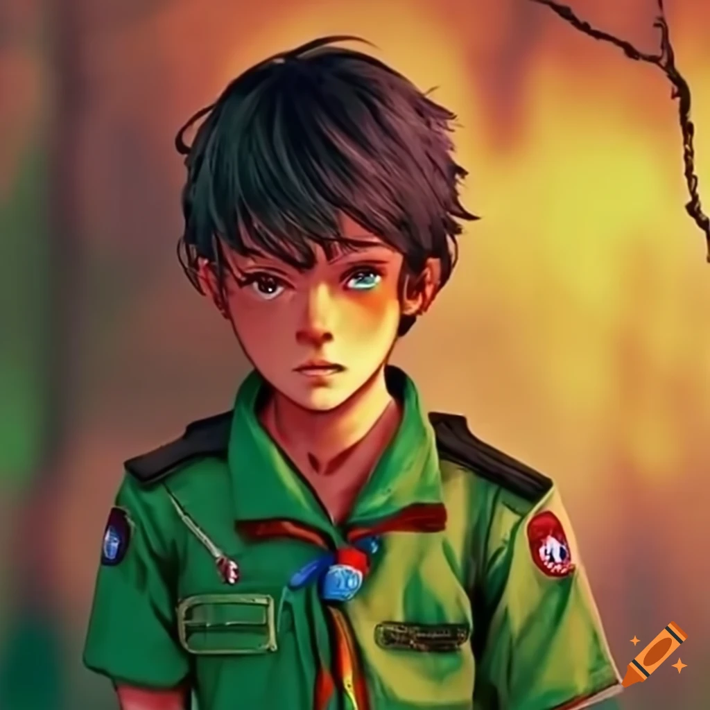 un scout debout de dos qui regarde l'horizon