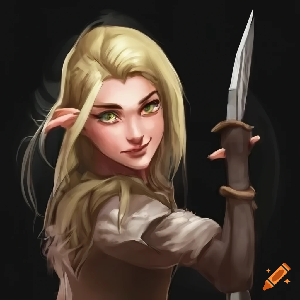 Digital Art Of A Charming Half Elf Girl Wielding Daggers On Craiyon