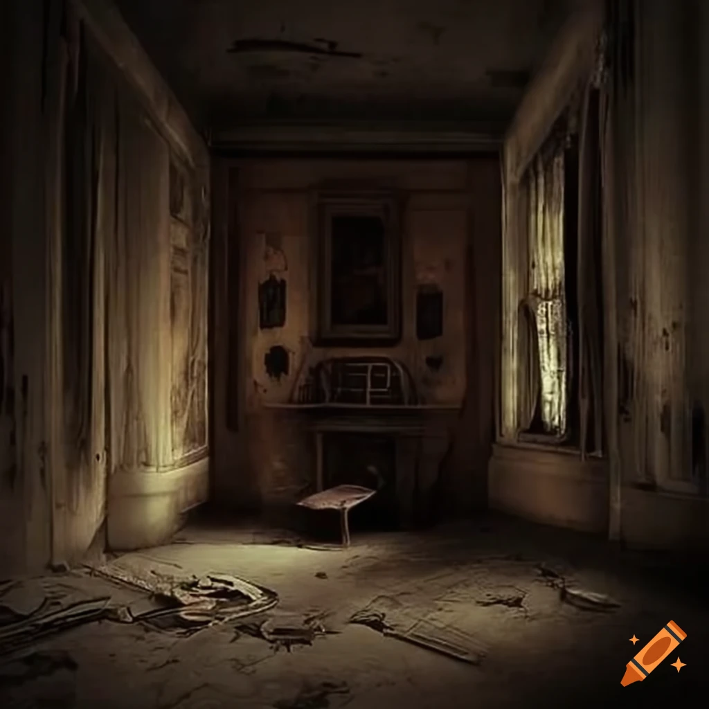 image of a dark and eerie room with twisted architecture