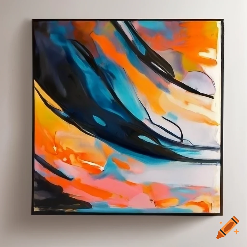 abstract painting with bold strokes and ink lines