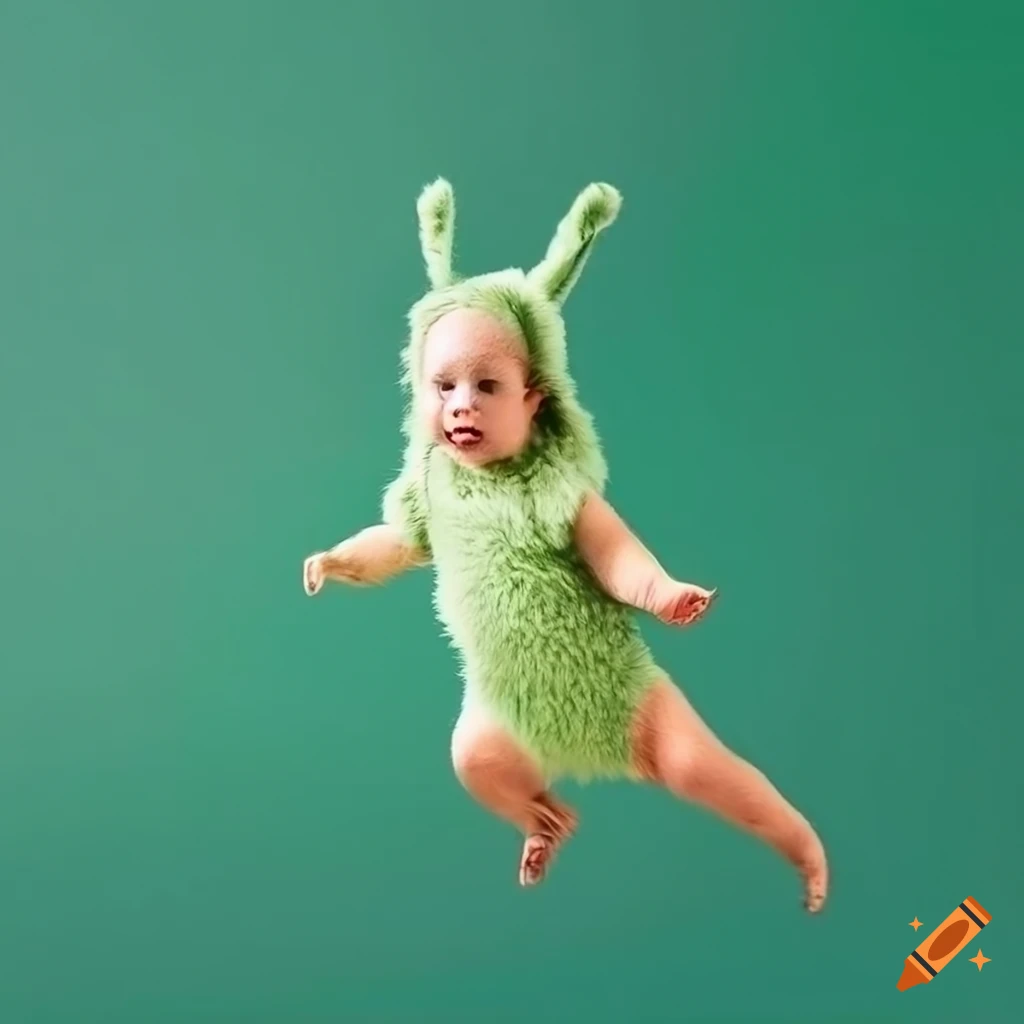 green fluffy onesie hanging on a clothesline