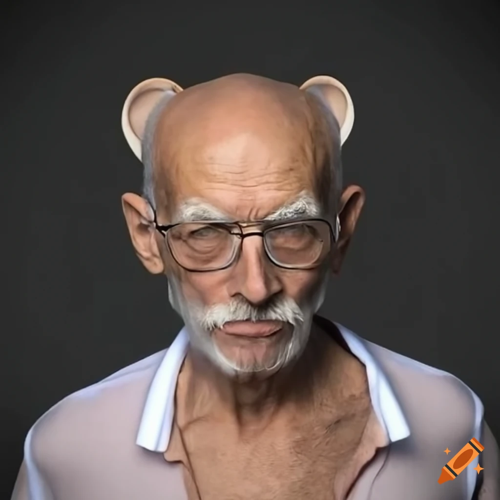 Portrait of a stylish elderly man with large ears