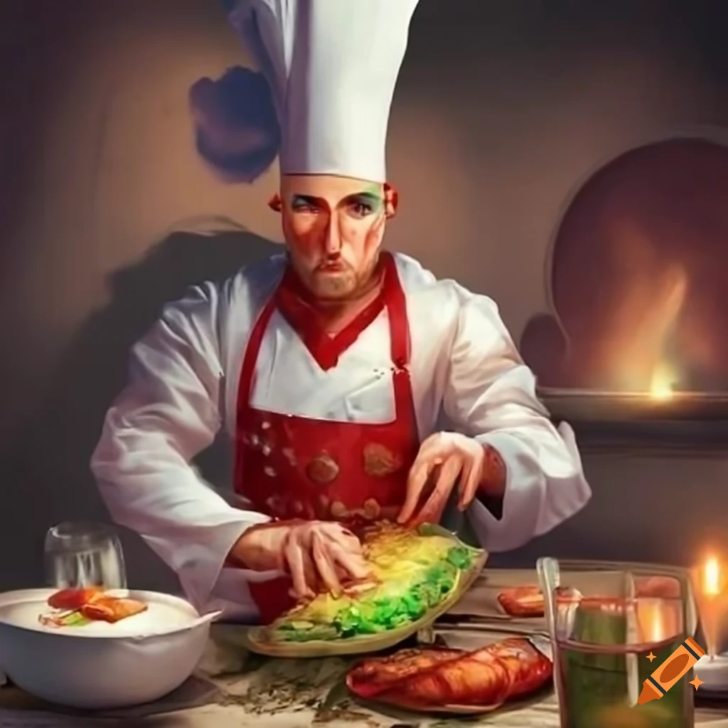 Fantasy chef cooking a delicious dinner