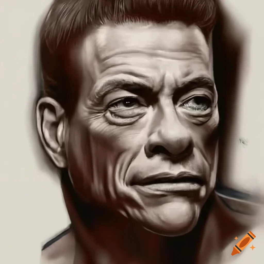 pencil drawing of Jean Claude Van Damme
