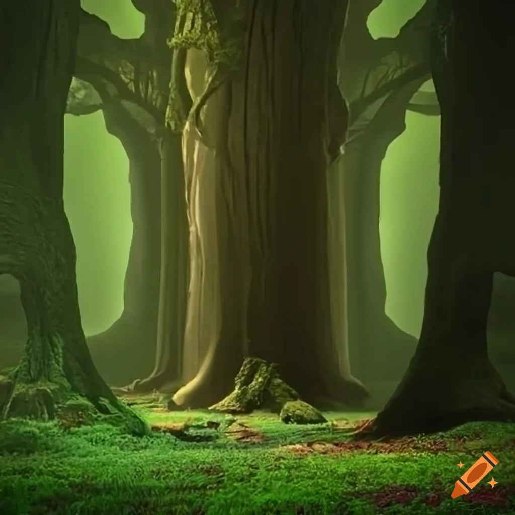 Enchanted forest with oak and beech trees on Craiyon