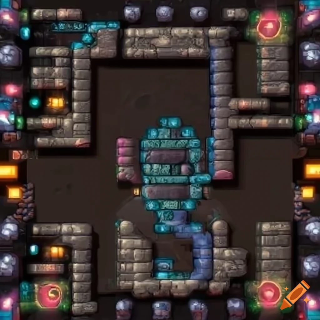 2D game layout map with rocks on Craiyon