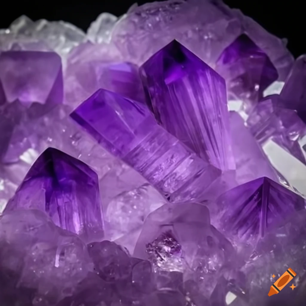 Blue light purple glowing crystals on craiyon