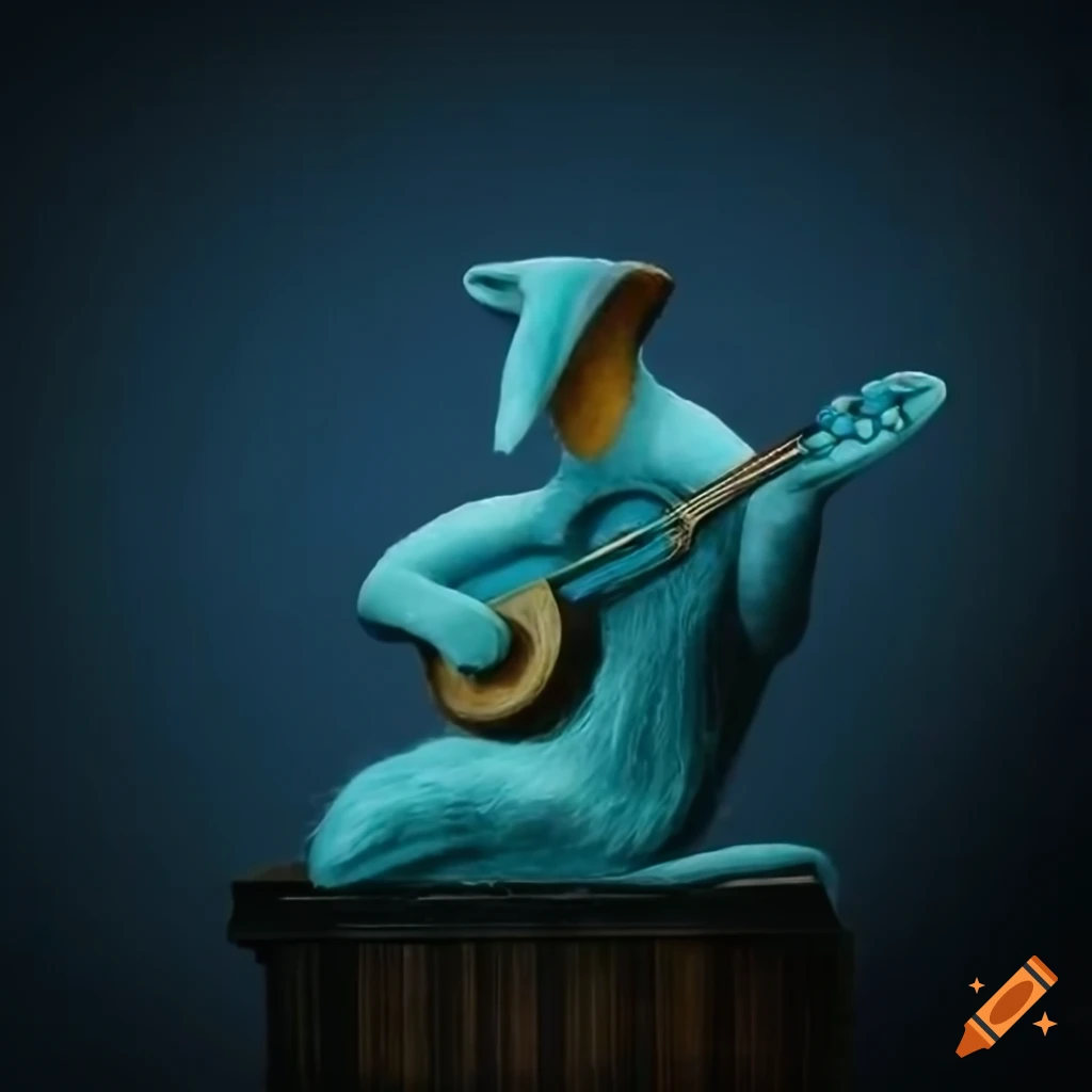 Surreal painting of woolen people playing lute on Craiyon