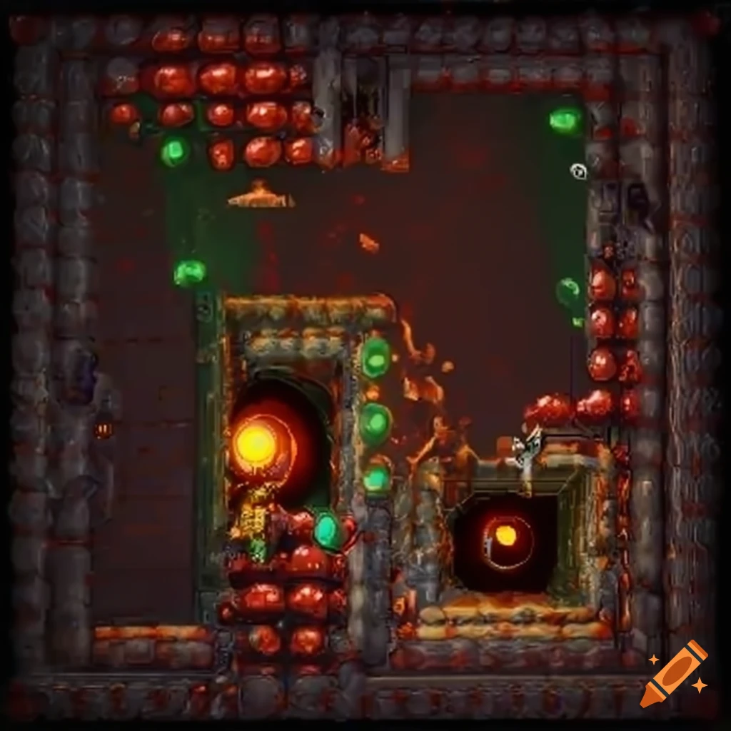 Molten bubble tiles in a platformer game on Craiyon