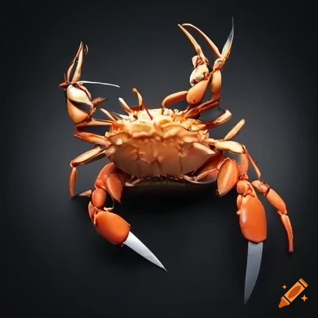 funny image of a furious crab with knives