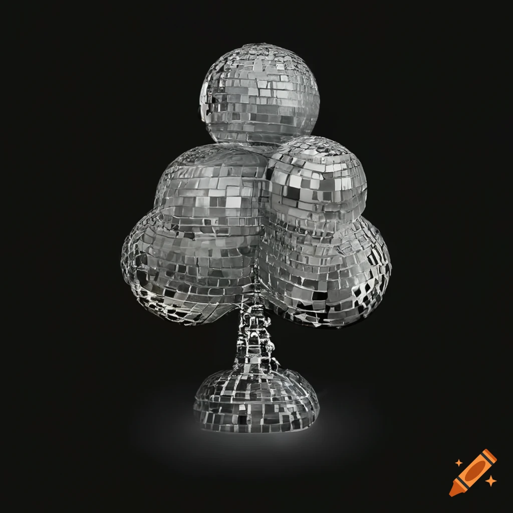 Realistic silver discoball tree sculpture