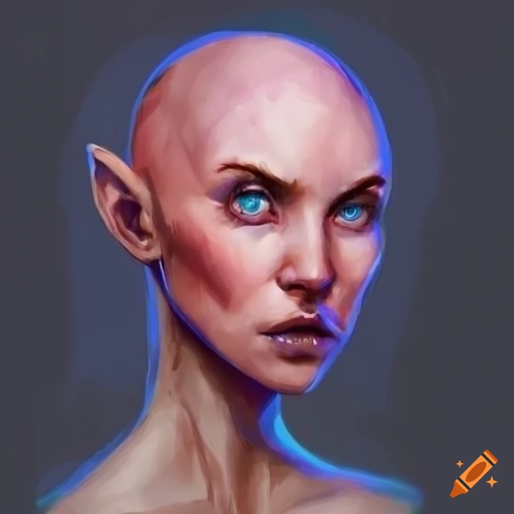 Dandd Concept Art Of A Bald Female With Blue Eyes On Craiyon 