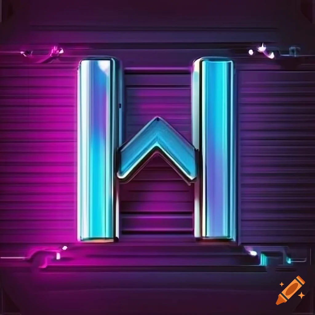 futuristic metallic letter W