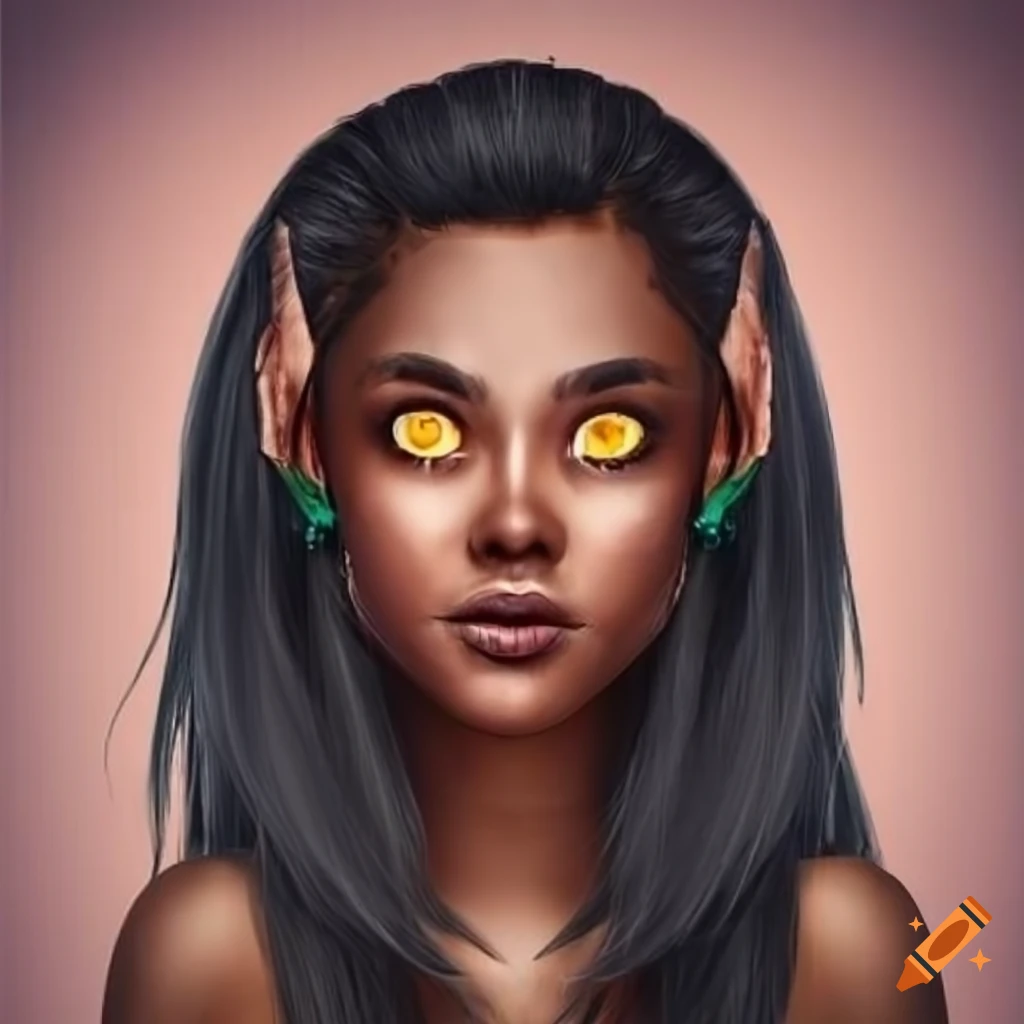 Portrait Of A Shy Dark Skinned Female With Elf Ears On Craiyon 4315