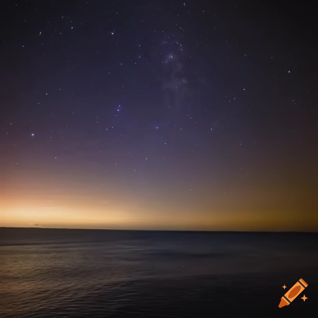 image d'un rivage au bord de la mer avec un ciel étoilé