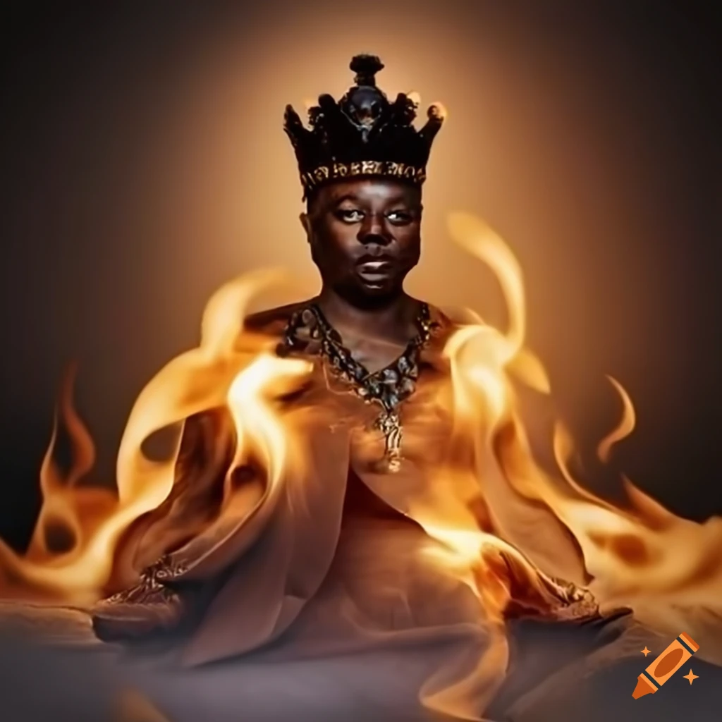 image of a king engulfed in flames