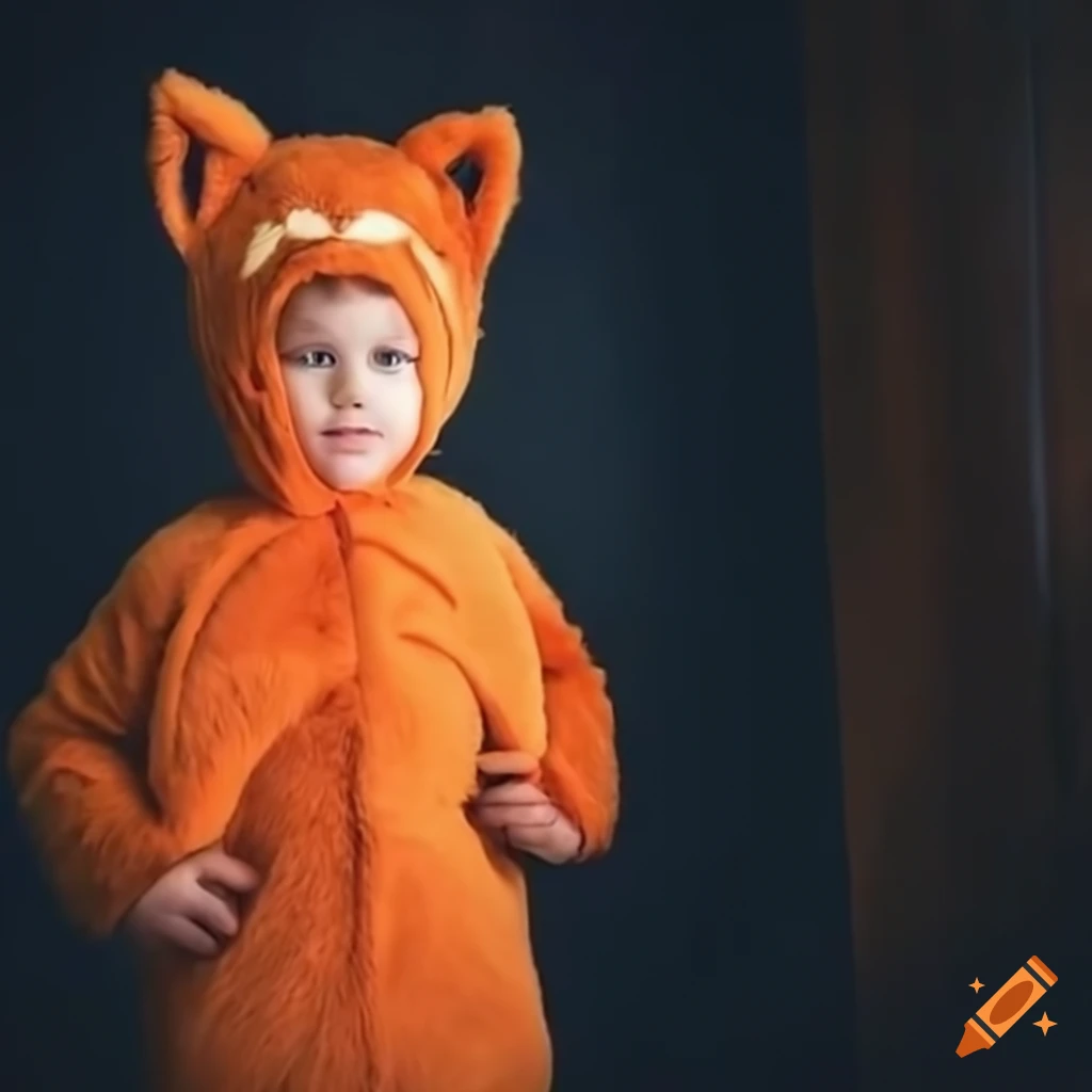 Child wearing fox costume