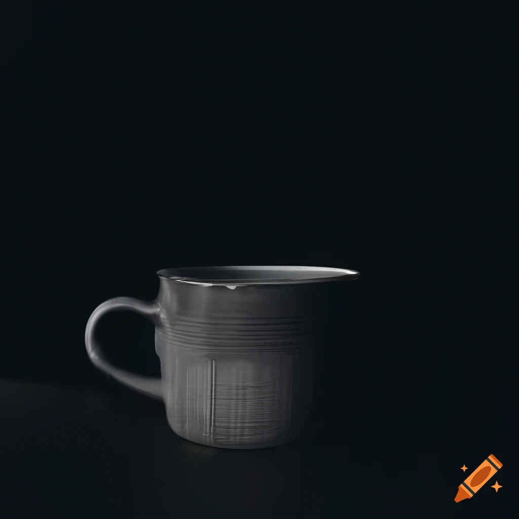 photorealistic image of a mug on a dark background