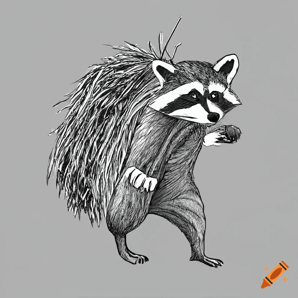 Pencil drawing of a raccoon on Craiyon