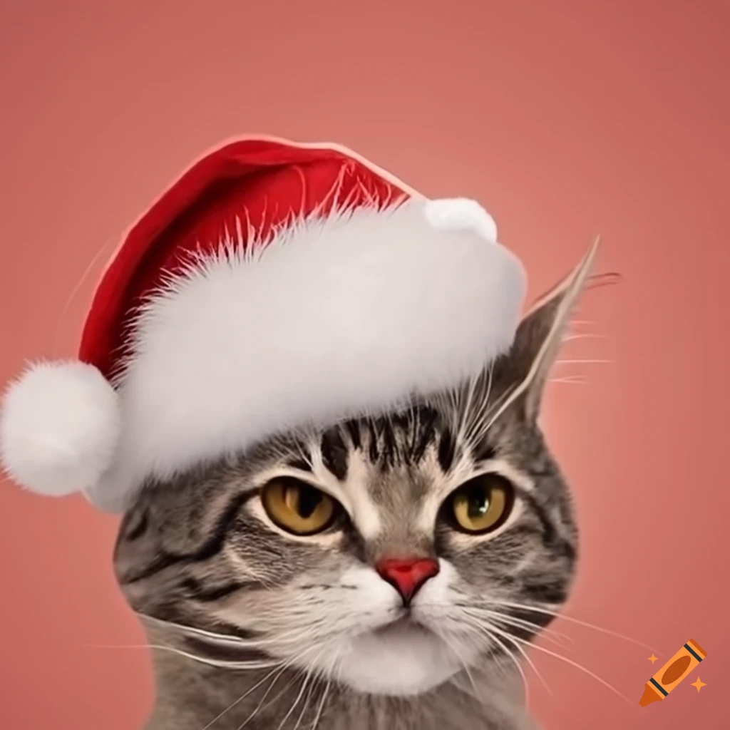 Cat wearing a christmas hat on Craiyon