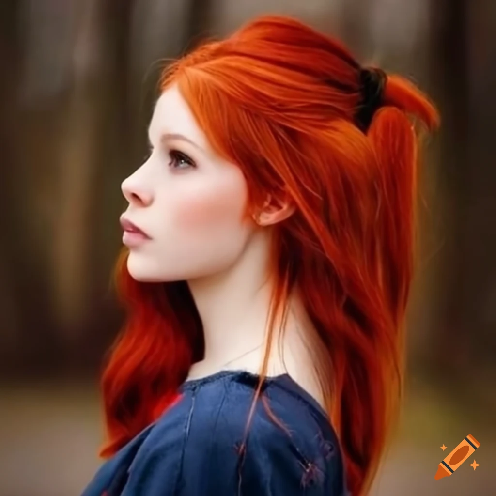 Portrait of a girl with red hair on Craiyon