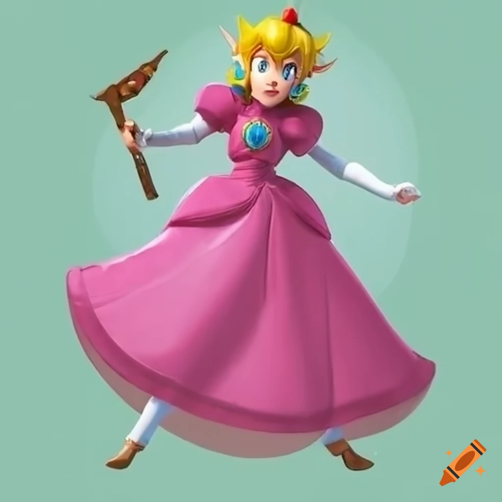 Fan art of princess peach and link swapping costumes on Craiyon