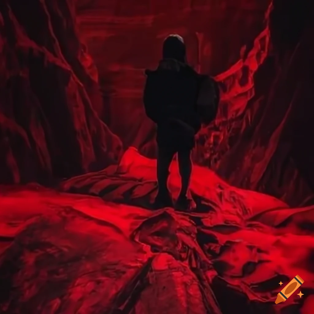 red and black landscape in a canyon