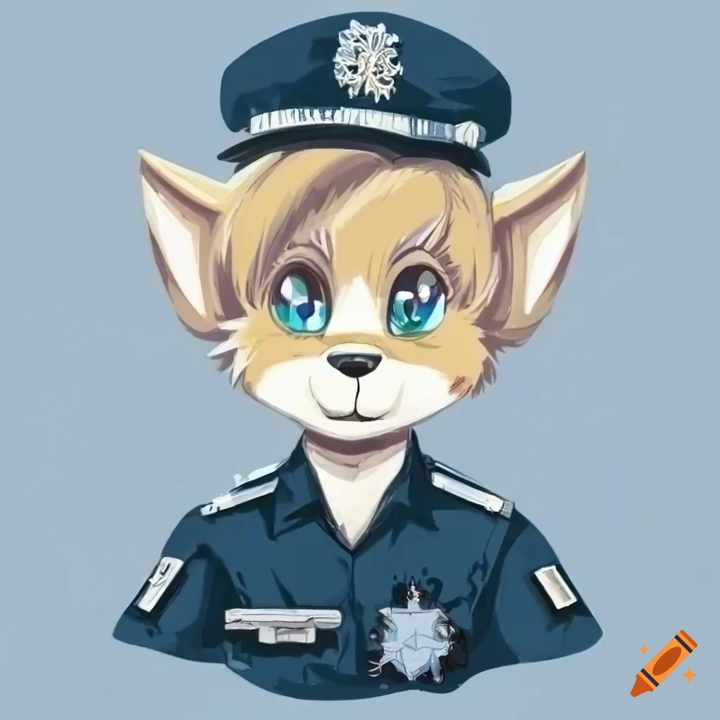 Cute anthro character in japanese police uniform on Craiyon