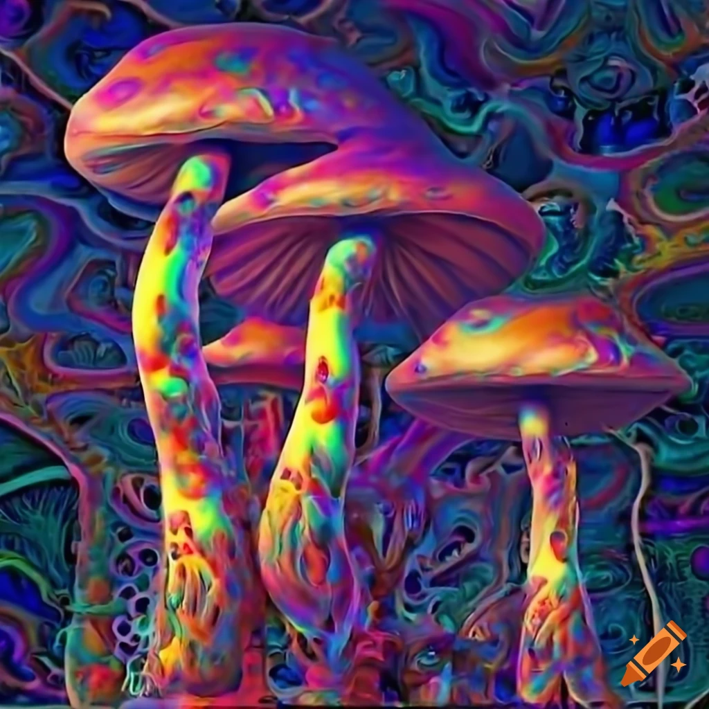 Psychedelic mushroom art with vibrant colors on Craiyon