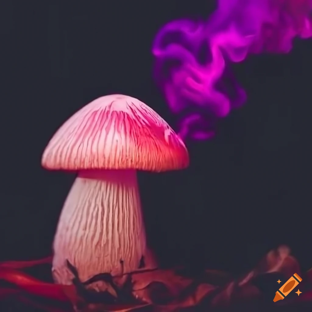 vibrant pink mushroom with smoke rings