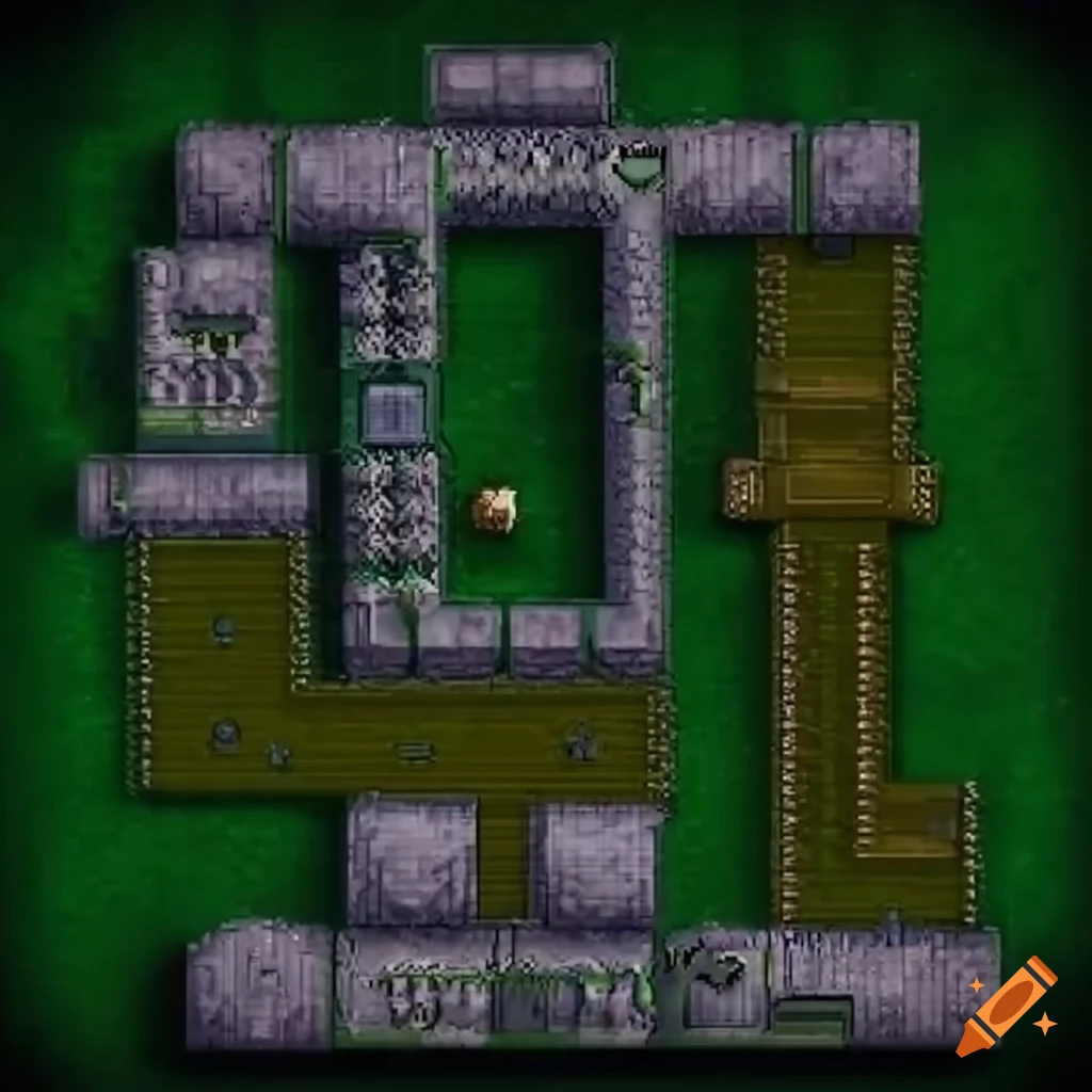 2d game layout map with rocks on Craiyon