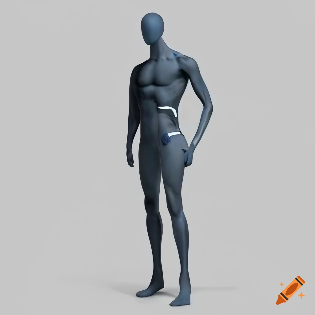 bluish-grey futuristic male mannequin 3d model