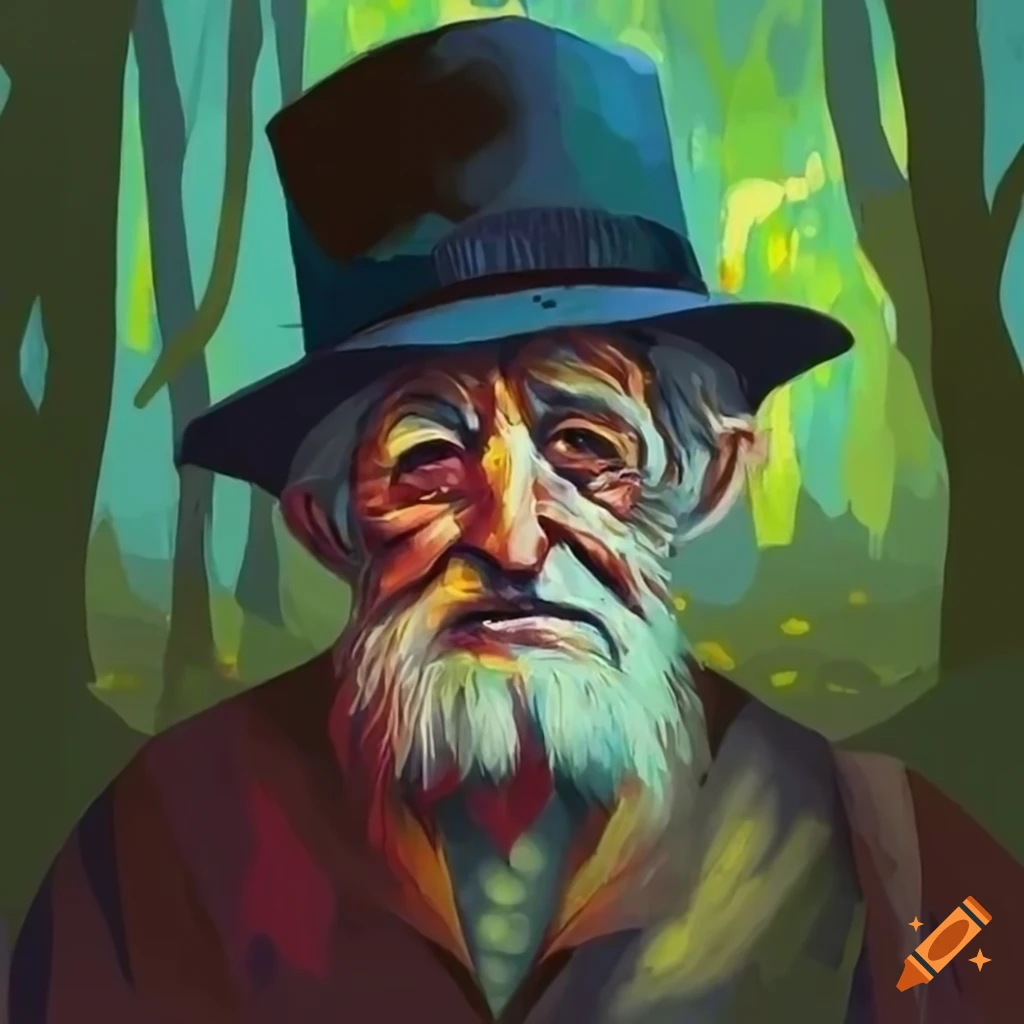 image of an old man in a fairy forest