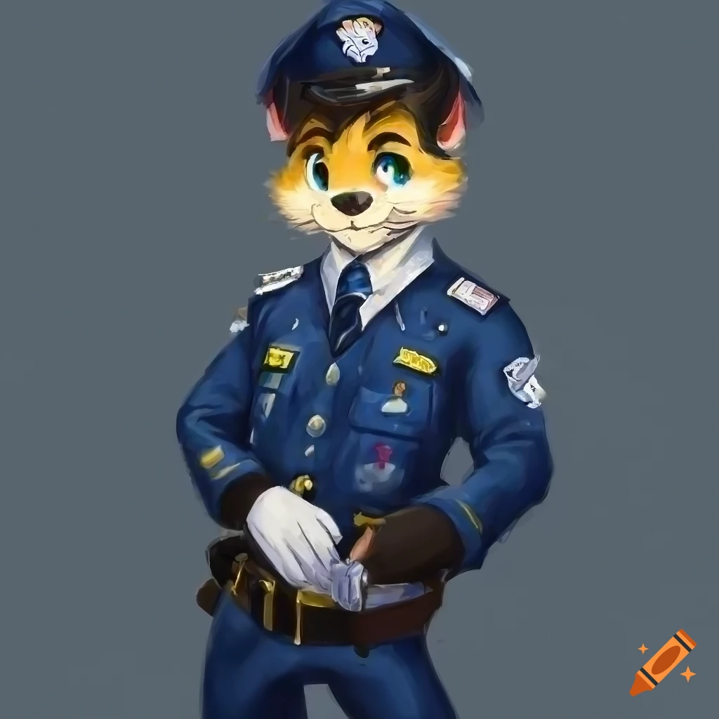Anthro furry character in japanese police uniform on Craiyon