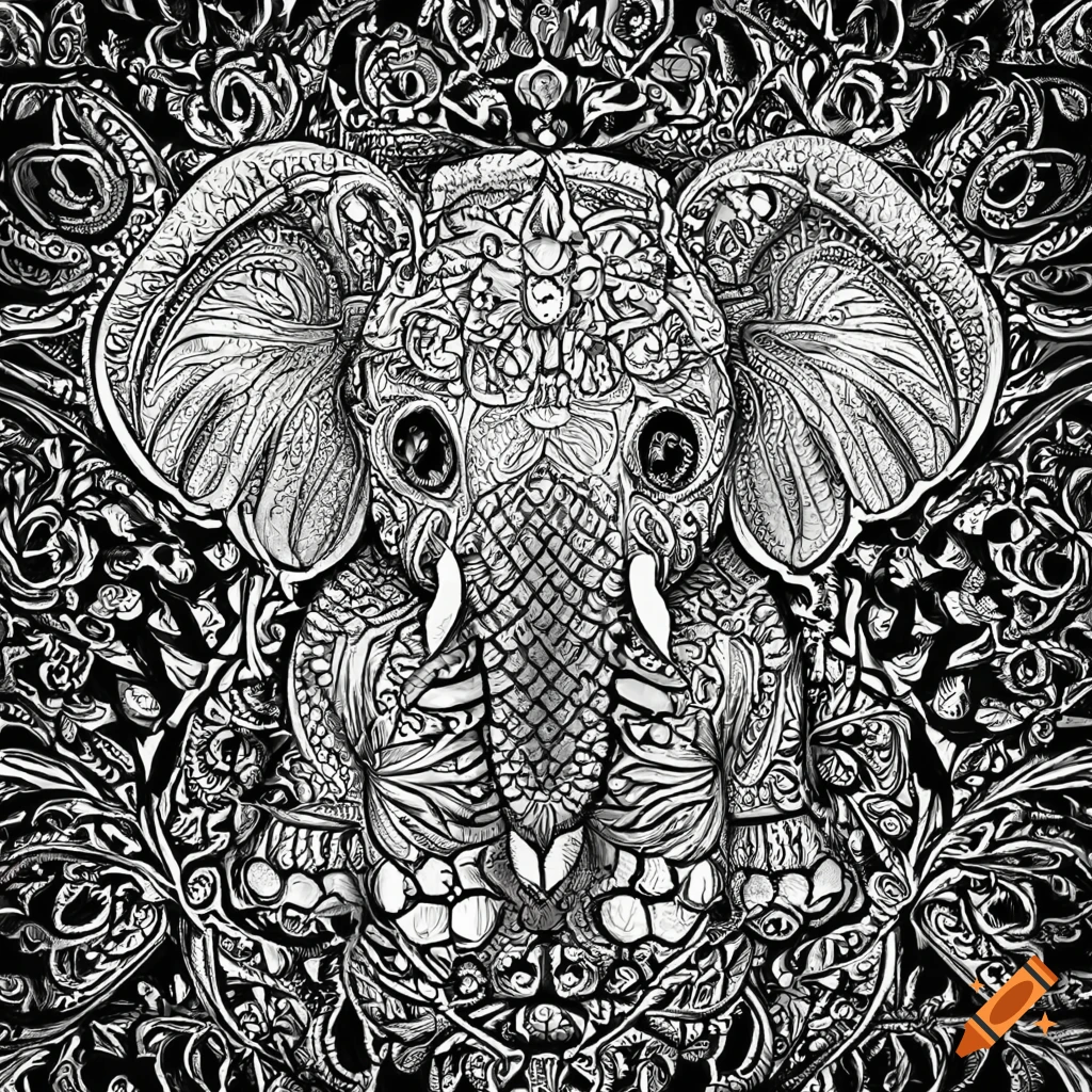 Temporary Tattoo, Elephant, Mandala 