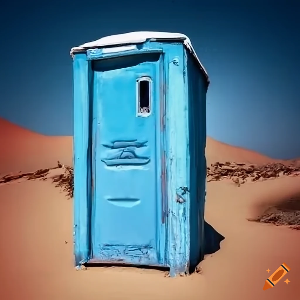 Desert landscape with a porta potty on Craiyon