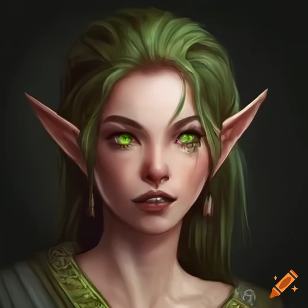 Portrait of a young pretty female elf on Craiyon