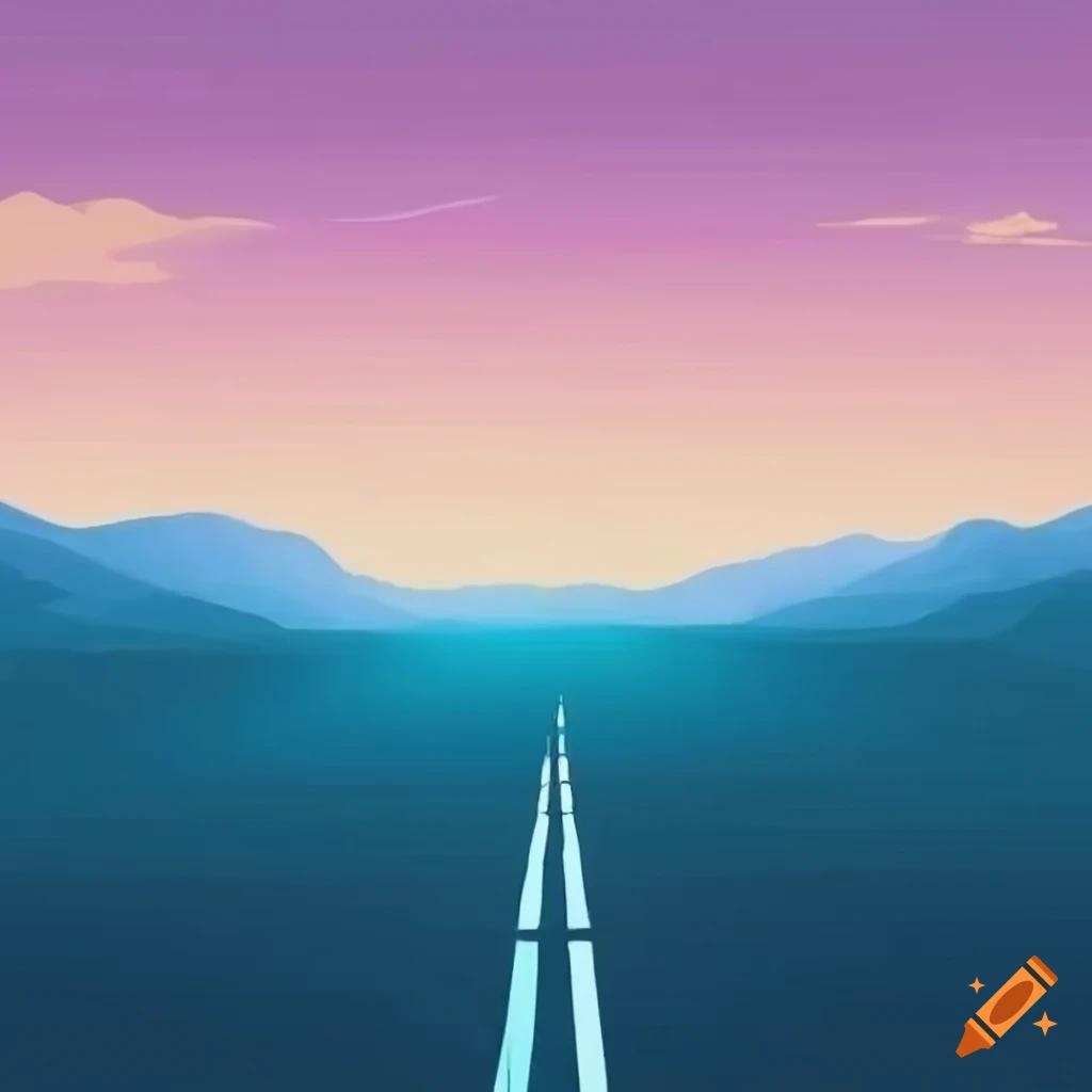 horizon perspective landscape with animated road