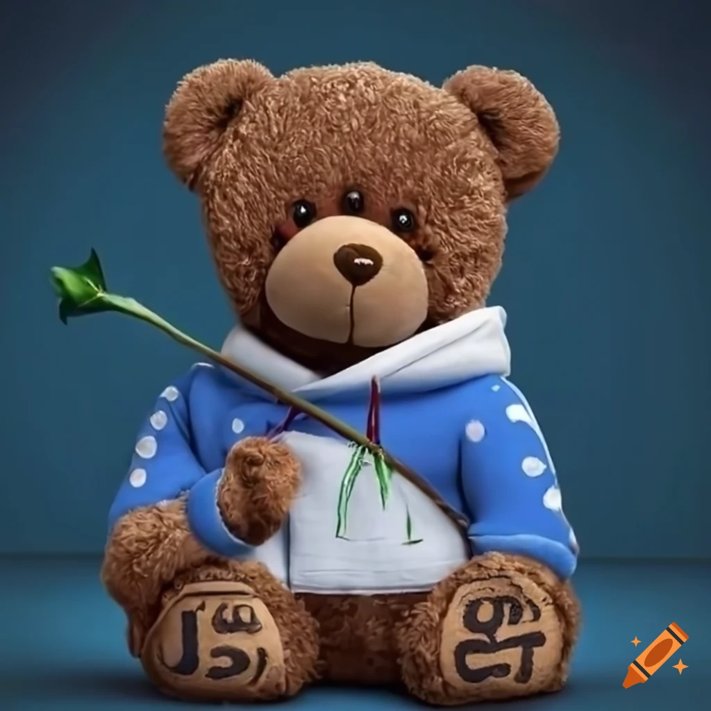3d realistic teddy bear with hoodie and sunglasses on Craiyon