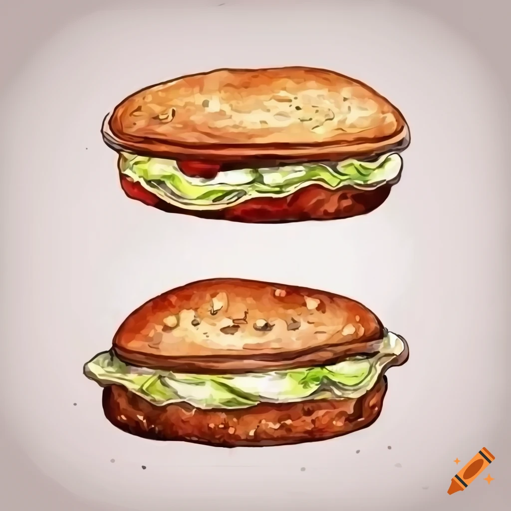 clipart of a cabbage omelette sandwich