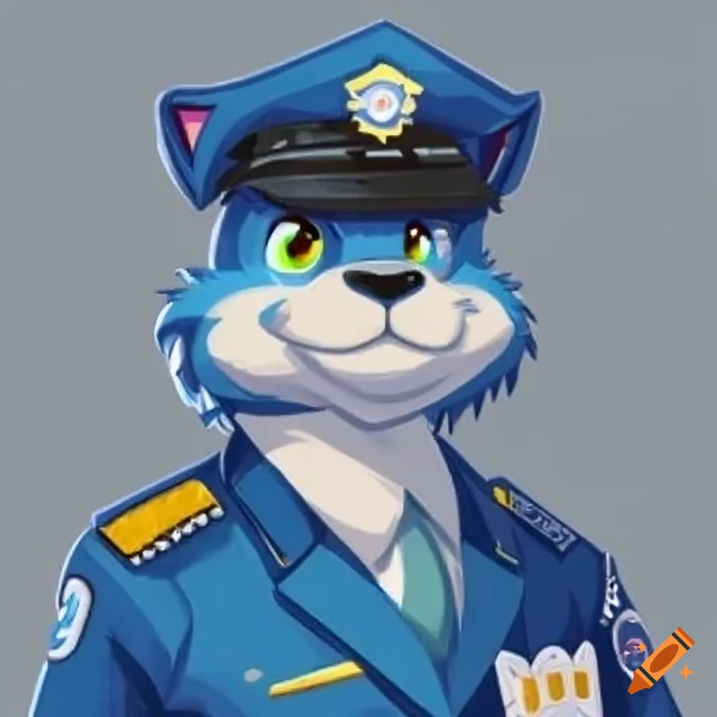 Anthro furry wolf in police uniform on Craiyon