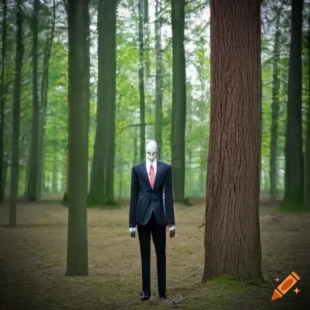 Mysterious figure standing behind a tree in the forest on Craiyon