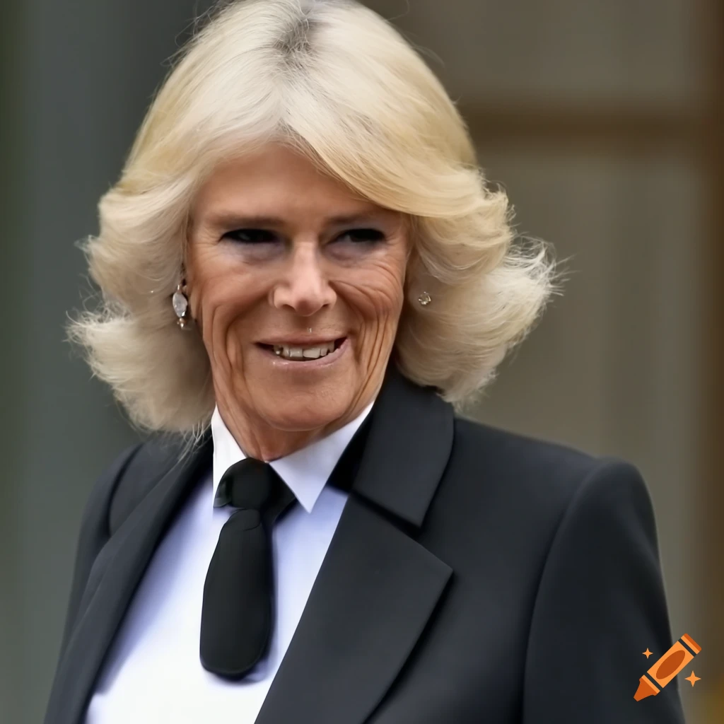 Close up Of Camilla Parker Bowles In A Stylish Black Suit On Craiyon Close up Of Camilla Parker Bowles In A Stylish Black Suit On Craiyon