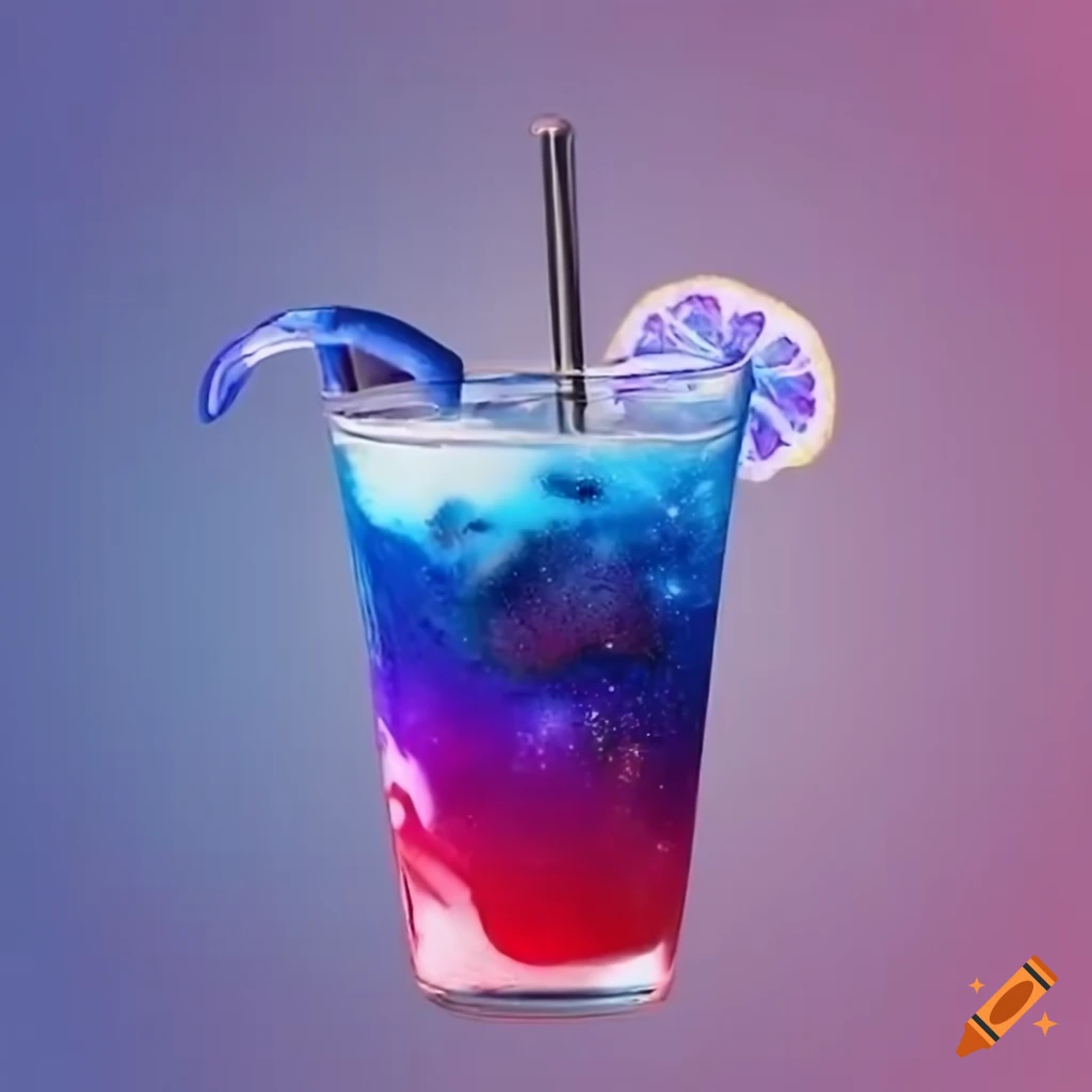 anime-style cocktails in a gradient glass