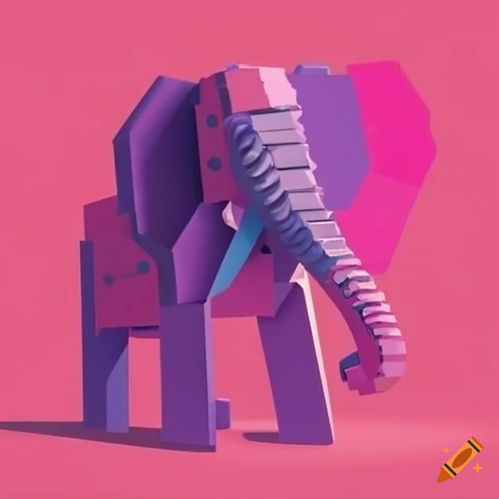 pink elephant made of Lego bricks