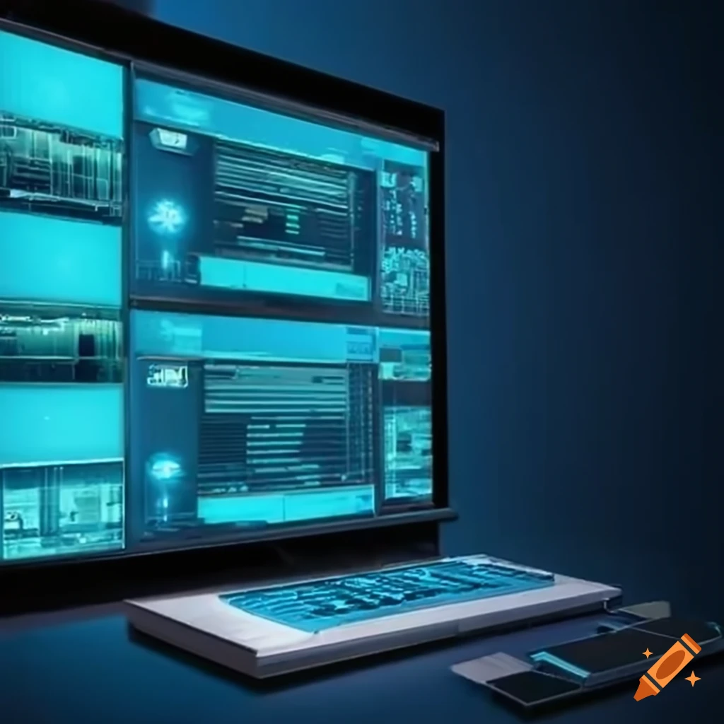 Videowall Displaying Digital Twin Of Information System On Craiyon