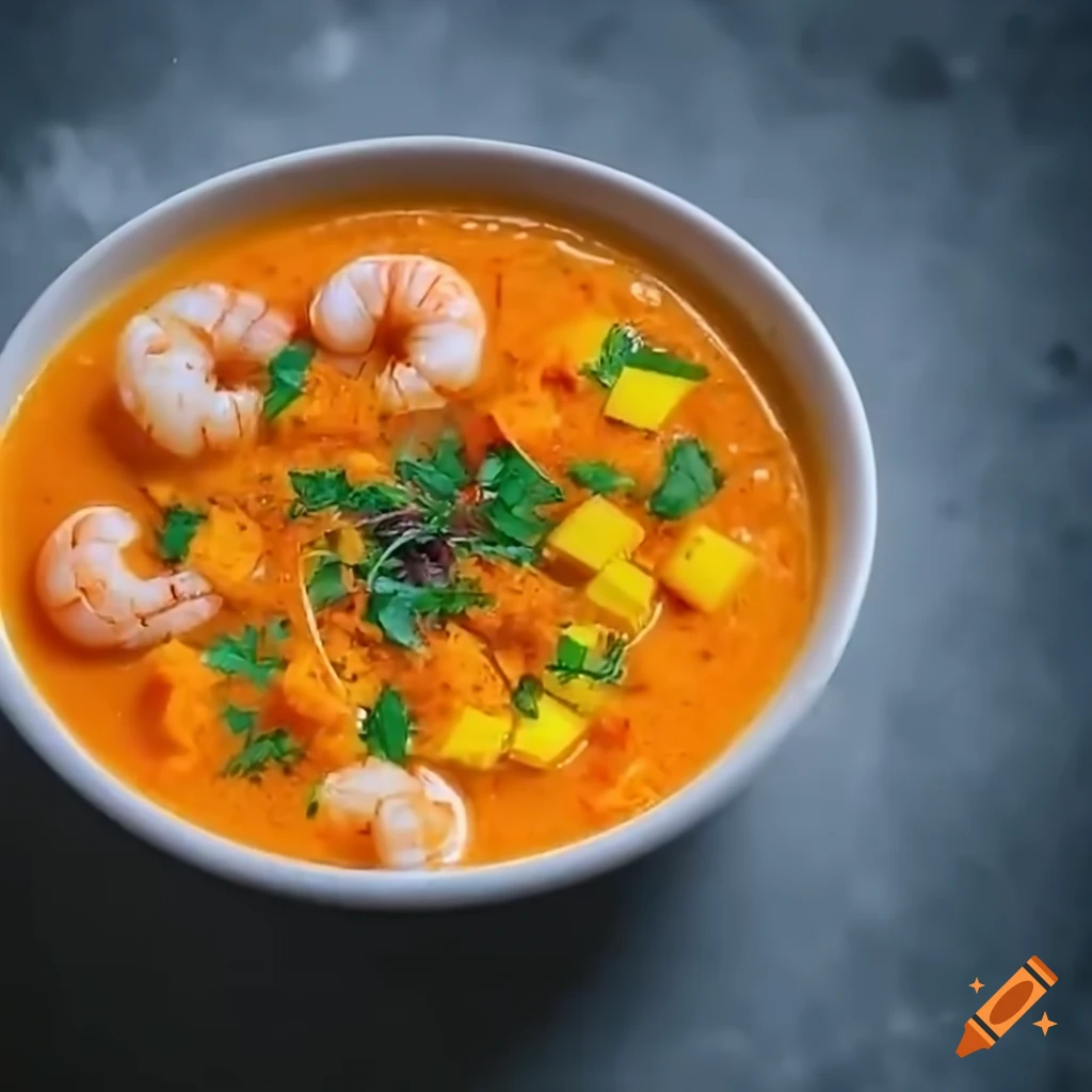 delicious fish soup with saffron and seafood